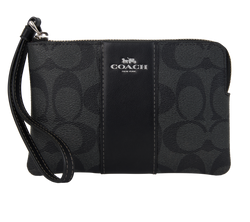Coach Small Corner Zip Wristlet, Leather, Black, B2454CS602, 2*